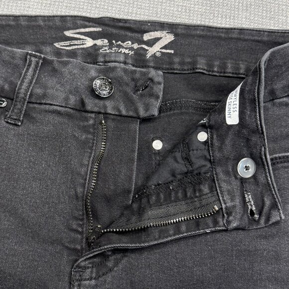 Seven7 Womens Black Distressed Denim Tummyless High Rise Skinny Jeans Size 10 - Picture 6 of 16